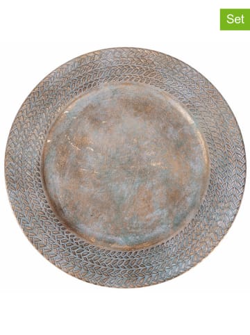 Villa d´Este 6er-Set: Platzteller ''Herringbone'' in Gold - Ø 33 cm