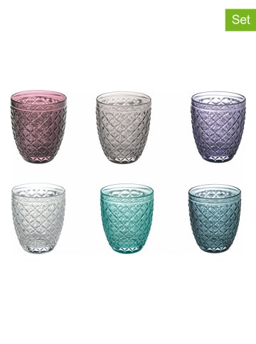 Villa d´Este Szklanki (6 szt.) "Nuovo Rombi" w różnych kolorach - 350 ml