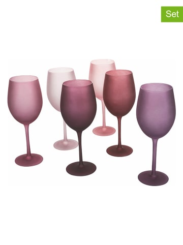 Villa d´Este 6-delige set: wijnglazen "Provence" lichtroze/paars - 550 ml