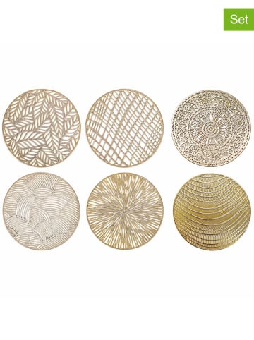 Villa d´Este 6-delige set: onderzetters goudkleurig/wit - Ø 10 cm