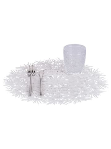Villa d´Este 6-delige set: placemats "Dandelion" wit - Ø 38 cm