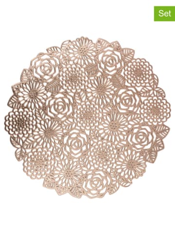 Villa d´Este 6-delige set: placemats "Roses" goudkleurig - Ø 38 cm
