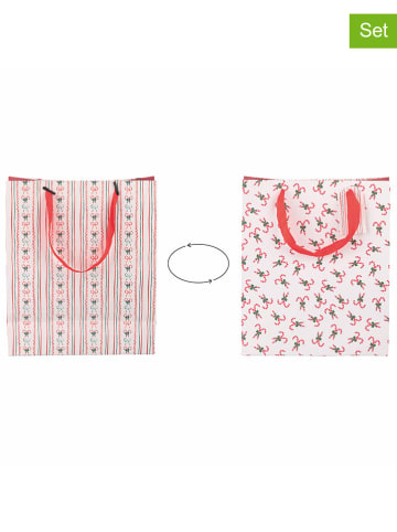 Villa d´Este 12er-Set: Geschenktüten ''Xmas F.'' in Weiß/ Rot - (B)22 x (H)26 x (T)10 cm