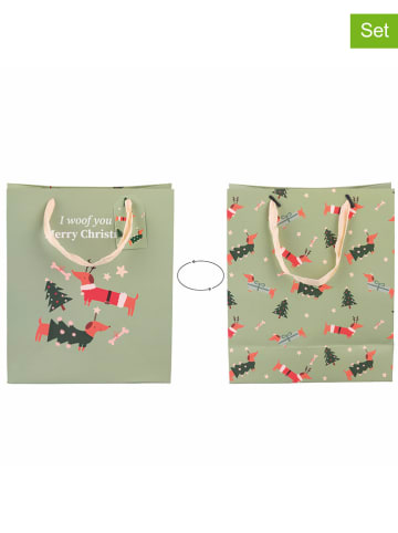 Villa d´Este 12er-Set: Geschenktüten ''Natalotto'' in Grün - (B)22 x (H)26 x (T)10 cm