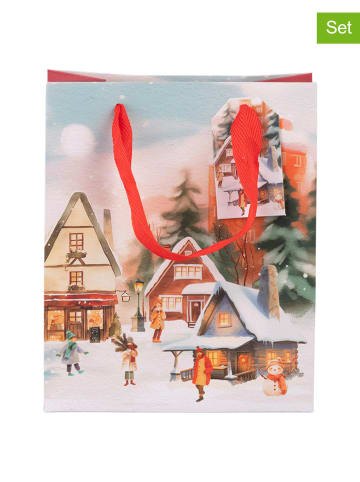 Villa d´Este 12er-Set: Geschenktüten ''Winter V.'' in Bunt/ Rot - (B)16 x (H)19,5 x (T)8 cm