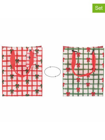 Villa d´Este 12er-Set: Geschenktüten ''Xmas F.'' in Rot/ Grün - (B)16 x (H)19,5 x (T)8 cm
