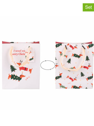 Villa d´Este 12er-Set: Geschenktüten ''Natalotto'' in Weiß/ Rot - (B)16 x (H)19,5 x (T)8 cm