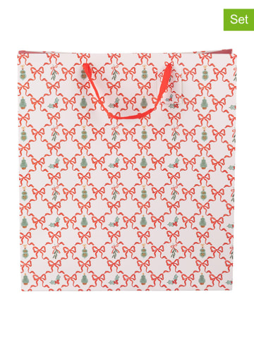 Villa d´Este 12er-Set: Geschenktüten ''Xmas F.'' in Rot/ Weiß - (B)36 x (H)40 x (T)12 cm