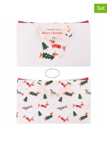 Villa d´Este 12er-Set: Geschenktüten ''Natalotto'' in Weiß/ Rot - (B)39 x (H)23 x (T)15 cm