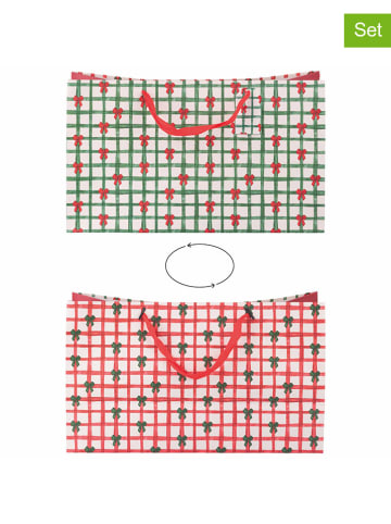 Villa d´Este 12er-Set: Geschenktüten ''Xmas F.'' in Rot/ Grün - (B)39 x (H)23 x (T)15 cm