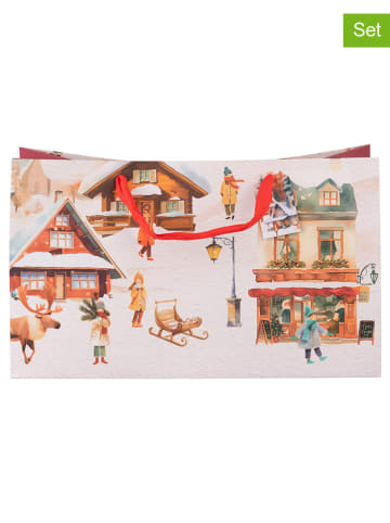 Villa d´Este 12er-Set: Geschenktüten ''Winter V.'' in Bunt/ Rot - (B)39 x (H)23 x (T)15 cm