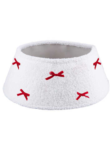 Villa d´Este Kerstboomstandaardhoes "Xmas Fiocchi'' wit/rood - (H)25 x Ø 60 cm