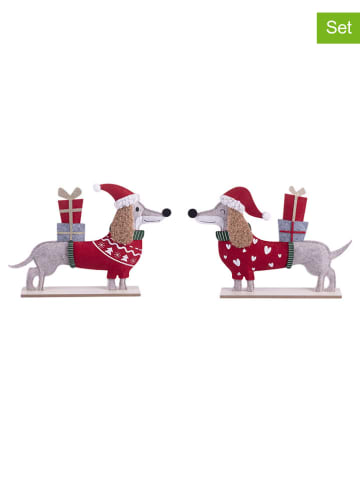 Villa d´Este 4er-Set: Dekoaufsteller ''Natalotto'' in Grau/ Rot