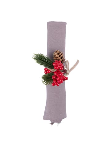 Villa d´Este 6-delige set: servetringen "Pinecones" groen/rood - Ø 4,5 cm