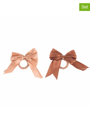 Villa d´Este 6-delige set: servetringen "Xmas Fiocchi" bruin/beige - Ø 4,5 cm