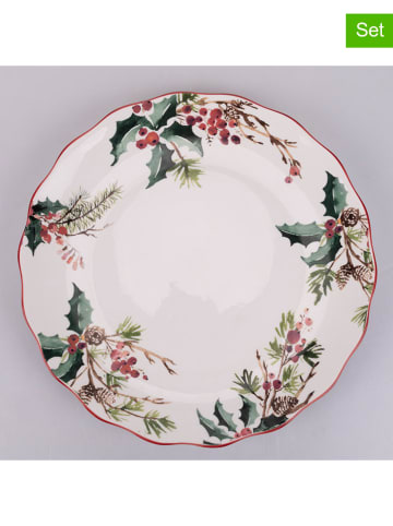 Villa d´Este 6er-Set: Speiseteller "Vintage Xmas" in Weiß/ Bunt - Ø 27 cm