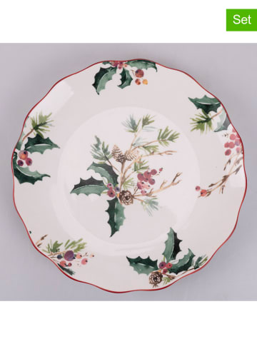 Villa d´Este 6er-Set: Dessertteller "Vintage Xmas" in Weiß/ Bunt - Ø 20 cm