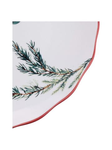 Villa d´Este 6-delige set: dinerborden "Rametto" wit/groen/rood - Ø 27 cm