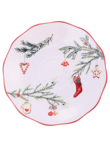 Villa d´Este 6-delige set: mokken met schotels "Rametto" wit/groen/rood - 380 ml