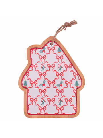Villa d´Este Wandanhänger ''Xmas Fiocchi'' in Hellbraun/ Weiß/ Rot - (L)22 x (B)18 cm
