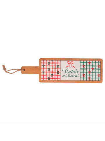 Villa d´Este Schneidebrett "Xmas Fiocchi" in Hellbraun/ Bunt - (B)12,5 x (H)40 x (T)1,2 cm