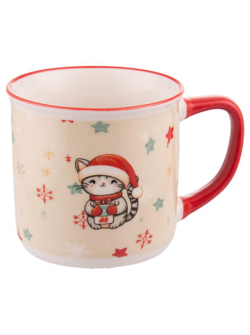 Villa d´Este Kubki jumbo (4 szt.) "Merry Miao" w kolorze kremowo-czerwonym - 360 ml