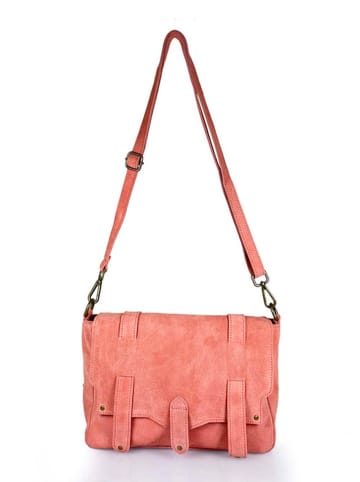 ORE10 Leder-Umhängetasche "Sim" in Lachs - (B)30 x (H)21 x (T)8 cm