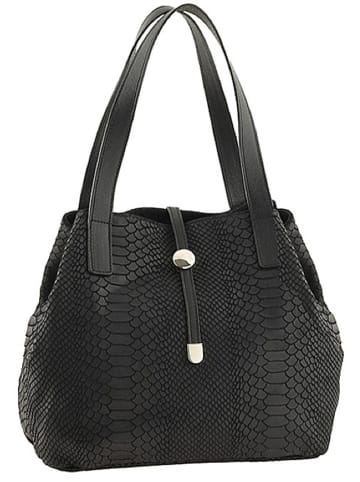 ORE10 Leren schoudertas "Acacia" zwart - (B)30 x (H)26 x (D)16 cm