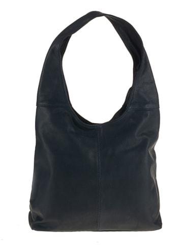 ORE10 Leren schoudertas "Vercelli" donkerblauw - (B)40 x (H)30 x (D)14 cm