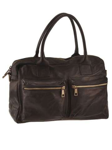 ORE10 Leren handtas "Starna" zwart - (B)34 x (H)26 x (D)14 cm