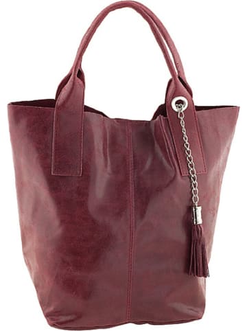 ORE10 Leder-Shopper "Laura" in Bordeaux - (B)38 x (H)41 x (T)20 cm
