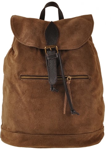 ORE10 Leder-Rucksack "Chiny" in Braun - (B)38 x (H)40 x (T)17 cm