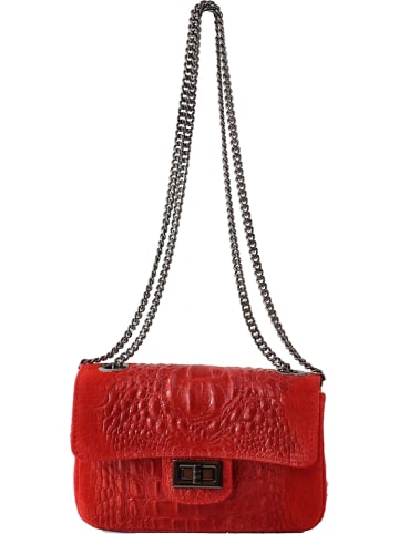ORE10 Leren schoudertas rood - (B)20 x (H)11 x (D)6,5 cm