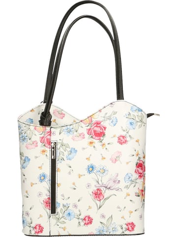 ORE10 Leren schoudertas wit/zwart - (B)27 x (H)30 x (D)9 cm