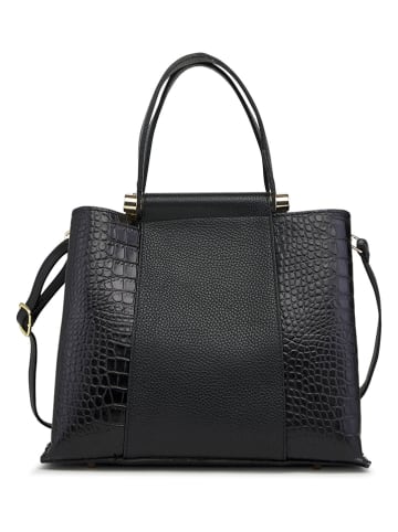 ORE10 Leren handtas "Lusan" zwart - (B)29 x (H)25 x (D)13 cm