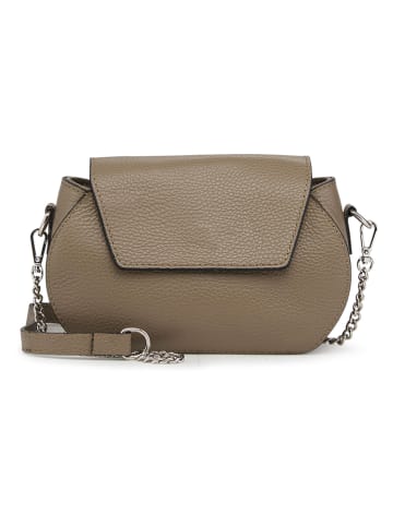 ORE10 Leren schoudertas "Avesta" kaki - (B)22 x (H)15 x (D)7 cm