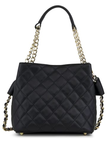 ORE10 Leder-Henkeltasche "Risa" in Schwarz - (B)24 x (H)21 x (T)14 cm