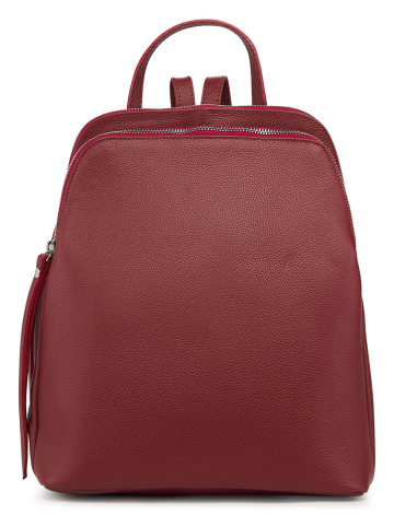 ORE10 Leder-Rucksack "Olow" in Bordeaux - (B)30 x (H)33 x (T)16 cm