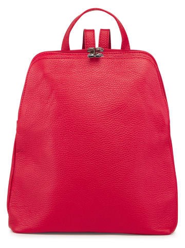 ORE10 Leder-Rucksack "Olow" in Rot - (B)30 x (H)33 x (T)16 cm