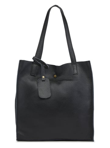 ORE10 Leren schoudertas "Ortega" zwart - (B)33 x (H)38 x (D)15 cm
