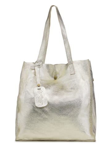 ORE10 Leren schoudertas "Ortega" goudkleurig - (B)33 x (H)38 x (D)15 cm