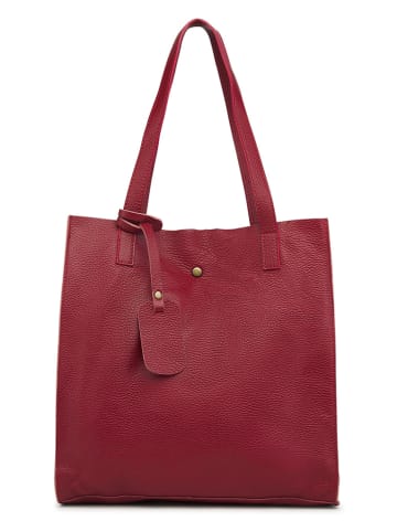 ORE10 Leren schoudertas "Ortega" rood - (B)33 x (H)38 x (D)15 cm