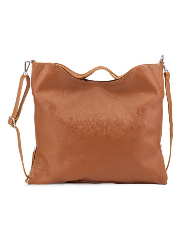 ORE10 Leder-Henkeltasche "Molin" in Hellbraun - (B)39 x (H)33 x (T)13 cm