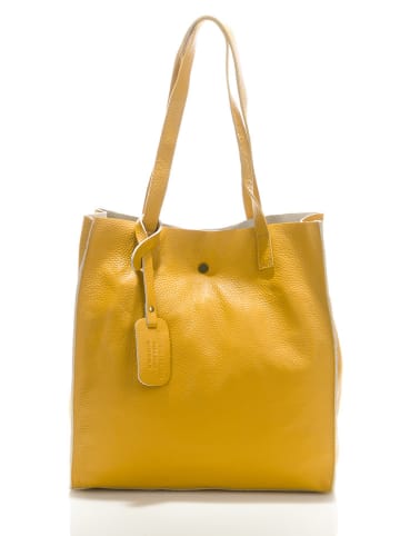 ORE10 Leren schoudertas "Aram" geel - (B)34 x (H)28 x (D)12 cm
