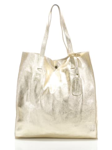 ORE10 Leren schoudertas "Aram" goudkleurig - (B)34 x (H)28 x (D)12 cm
