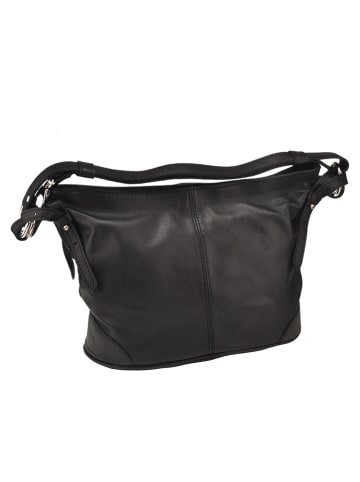 ORE10 Leder-Umhängetasche "Roers" in Schwarz - (B)34 x (H)24 x (T)12 cm