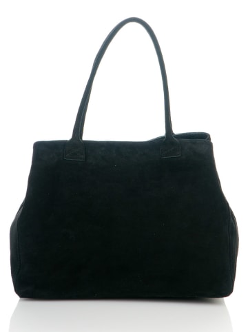 ORE10 Leren shopper "Plaso" zwart - (B)41 x (H)28 x (D)7 cm
