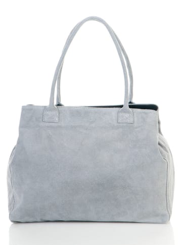 ORE10 Leren shopper "Plaso" lichtgrijs - (B)41 x (H)28 x (D)7 cm