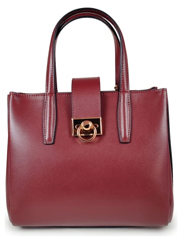 ORE10 Leder-Henkeltasche "Senio" in Bordeaux - (B)28 x (H)22 x (T)13 cm