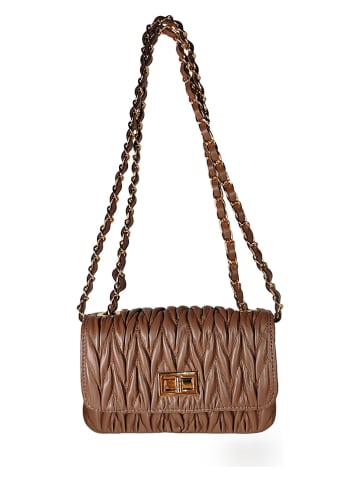 ORE10 Leren schoudertas "Brio" taupe - (B)20 x (H)12 x (D)7 cm